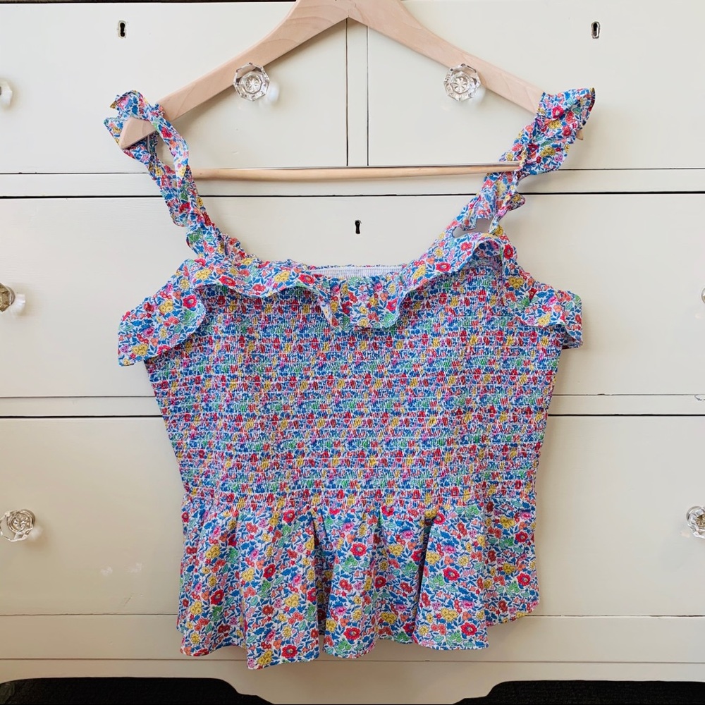 J. Crew Liberty of London Smocked Ruffle Top